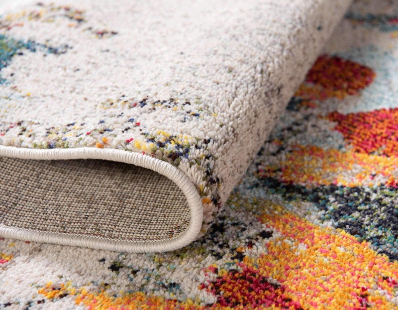 Unique Loom Chromatic Collection Modern Colorful Floral & Vibrant Abstract Area Rug For Any Home DÃ©cor (3' 3 x 5' 3 Rectangular, Multi/ Beige) - Image 5